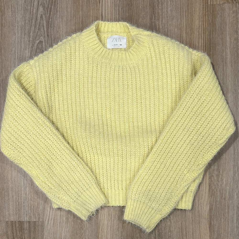 Zara Kids Soft Lemon Knit Sweater 13/14